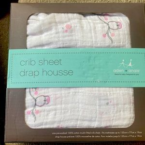 New in box. Aden & Anais fitted crib sheet “For the birds owls”.